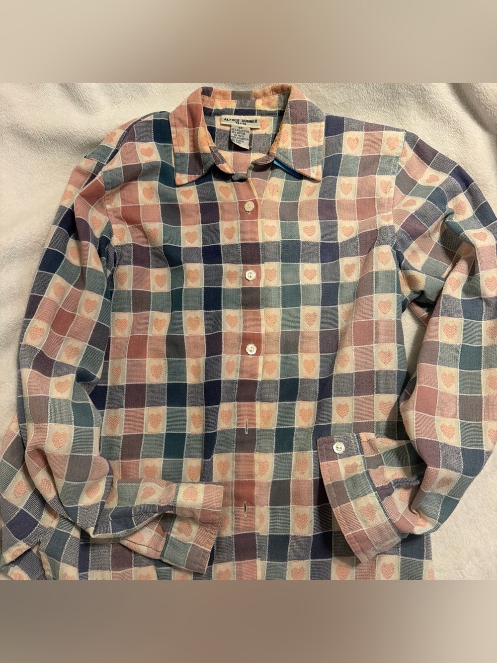 Alfred Dunner Plaid Button-Up Shirt with Hearts